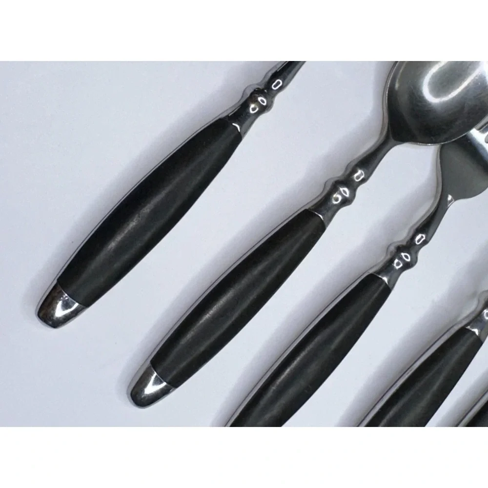 Hampton bistro Silversmith‎ Black Stainless Flatware 7 Pc Spoon Fork Replacement